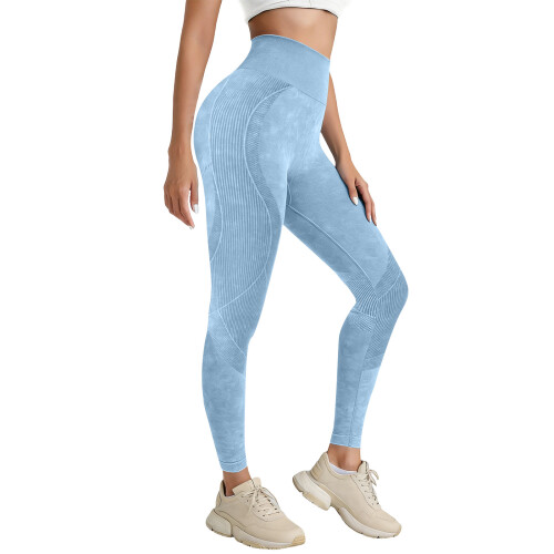 Leggings 3D de Compression Anti-Cellulite pour-Bleu ciel L