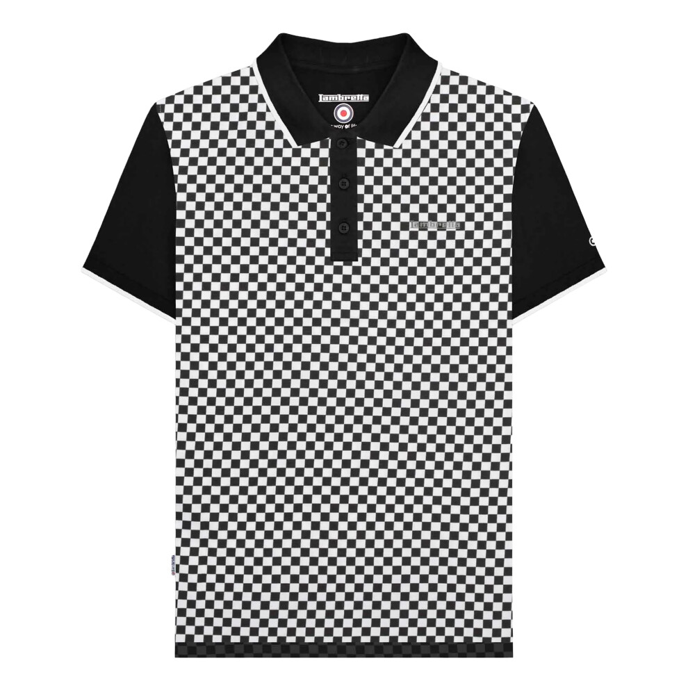 Lambretta (4Xl, /White) Mens Two Tone All-Over Print Polo Shirt Black