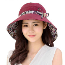 (Wine red) Women's Wide Brim Foldable Sun Hat for Anti-UV Protection