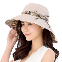 (Beige) Women's Wide Brim Foldable Sun Hat for Anti-UV Protection