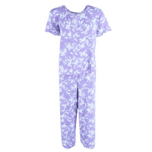 PJ Couture Women's Plus Size Lightweight Ribbed Tropical Print Pyjama Set