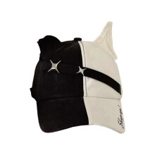 (Black and white spel) Fashionable Baseball Cap With Cats Ear And Rivet Studs Comfortable Sun Hat For Women Girl Daily Outfit and Street Wear  White