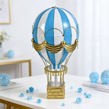 Aged Metal Hot Air Balloon Sculpture Handmade-orangered