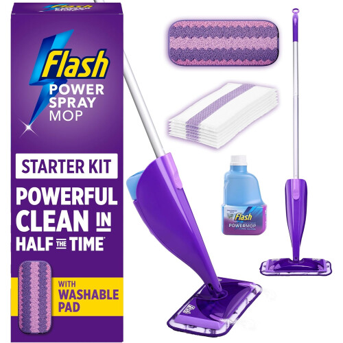 Flash Flash Power Spray Mop Starter Kit Washable Pads