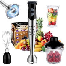Mixeur Plongeant 700W Vitesse Réglable Mélangeur à Main Multifonction, Lames acier inoxydable 304, tasse à mesurer, hachoir, fouet