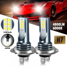 2 Pack H7 LED Bulbs Cool White 6500K COB 3030 360 Degree Waterproof IP68 Shock Resistant Fog Light Replacement