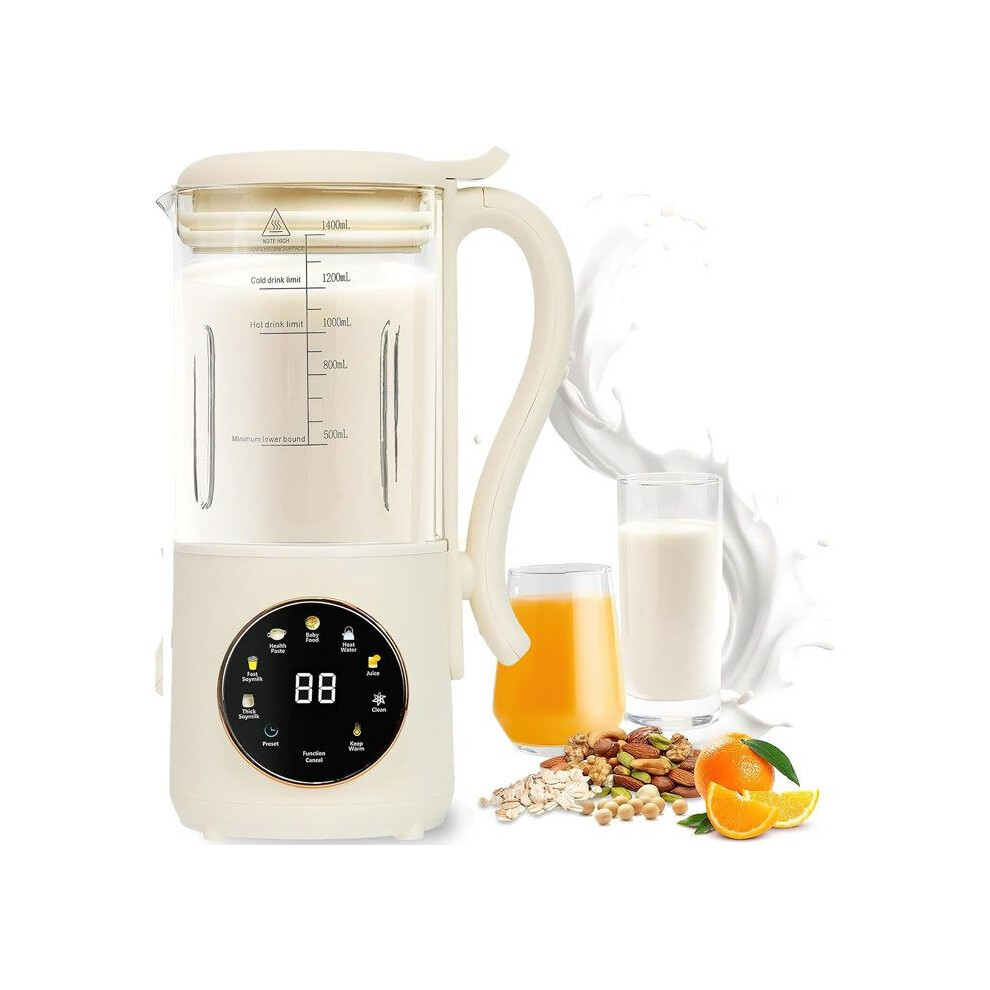 Machine Ã  Lait de Soja 1400ML Automatique Blender Chauffant Multifonction 16 Lames en Acier Nettoyage Automatique DÃ©part DiffÃ©rÃ©