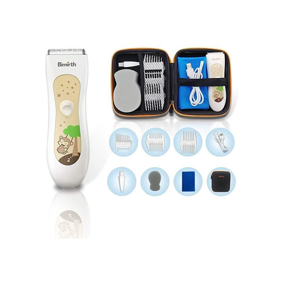 Quiet Cordless Hair Clippers for Kids USB Rechargeable Waterproof with 3 Combs and Storage Bag