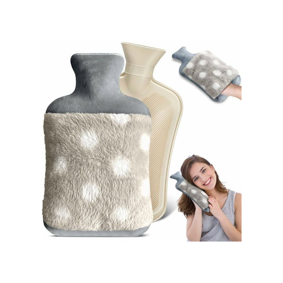 2L Hot Water Bottle Leakproof for Adults, Premium Natural Rubber, Thermal Comfort for Home and Bedtime