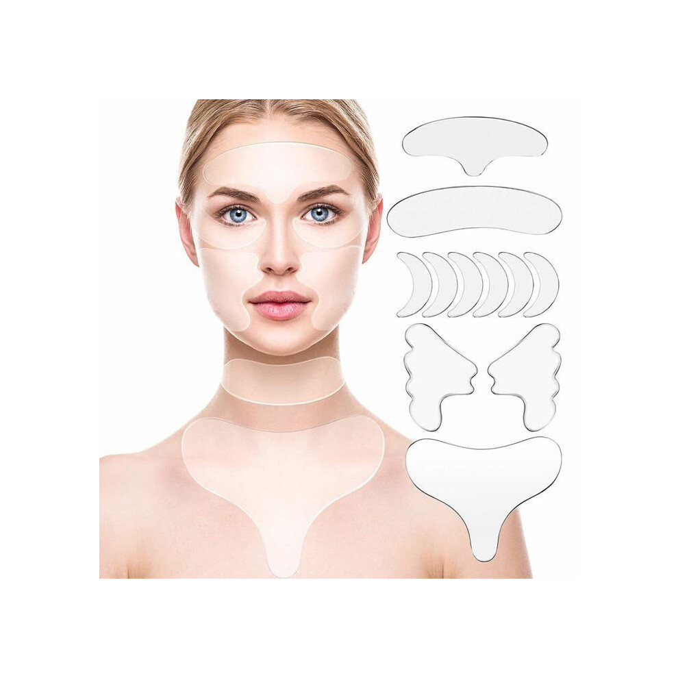 Reusable Silicone Wrinkle Patches for Forehead, 11 Pieces, Skin-Friendly Anti Wrinkle Pads for Daily Use