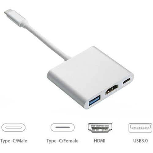 USB C to HDMI Adapter 4K USB 3.0 Compatible with MacBook Grey Aluminum Shell