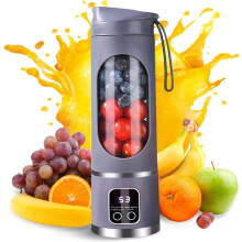Portable Electric Citrus Juicer, 12 Blades, Digital Display, 3 Modes, Easy to Clean, Purple