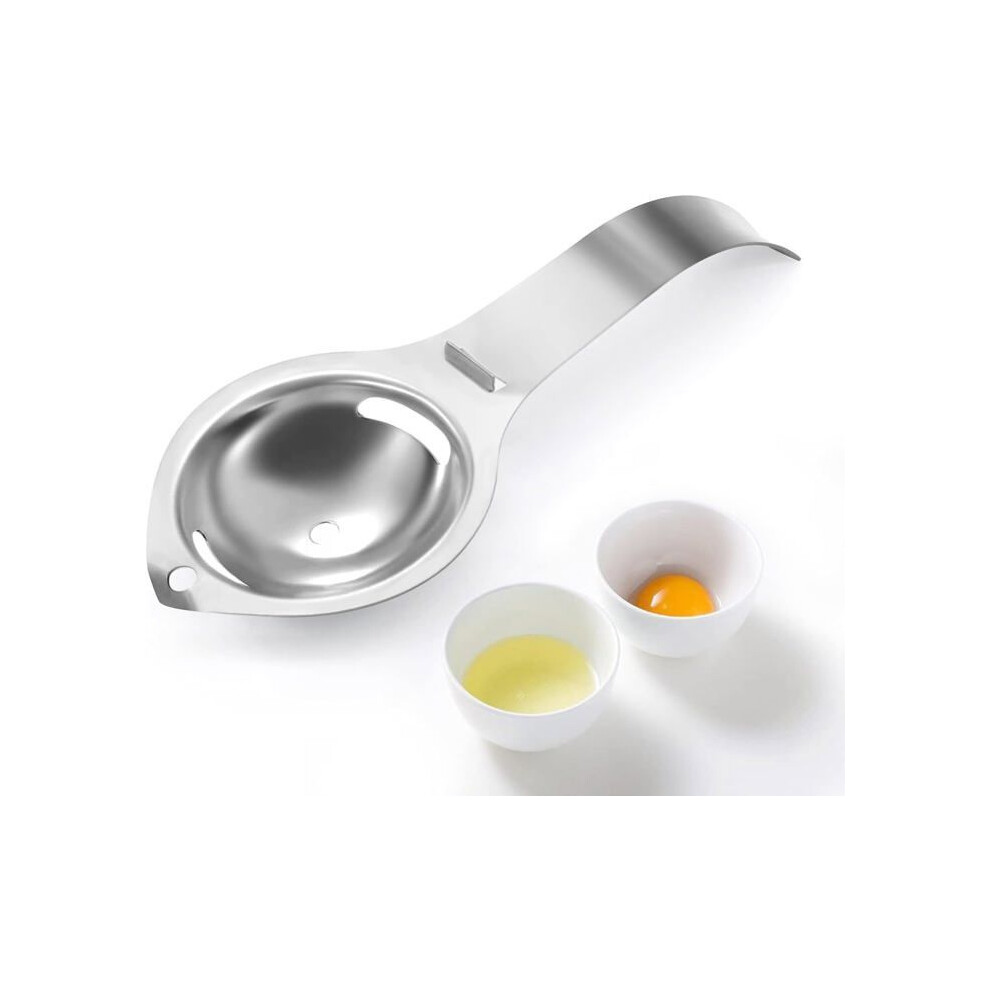 White Stainless Steel Egg Separator, Kitchen Gadget For Separating Egg S And Yolks, Durable And Easy To Clean