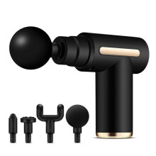 Mini pistolet de massage musculaire, 6 vitesses, 4 têtes interchangeables, silencieux (45 dB), batterie 800 mAh, portable, noir