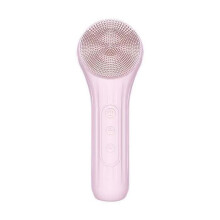 Brosse nettoyante visage électrique en silicone avec massage par compresse chaude, vibrations soniques, 400 mAh, IPX7, 6 niveaux, rose