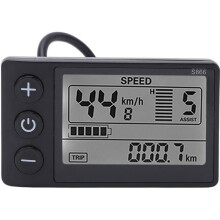 Panneau de commande rétroéclairé LCD S866 compatible avec les vélos électriques 24V, 36V et 48V, avec écran clair.