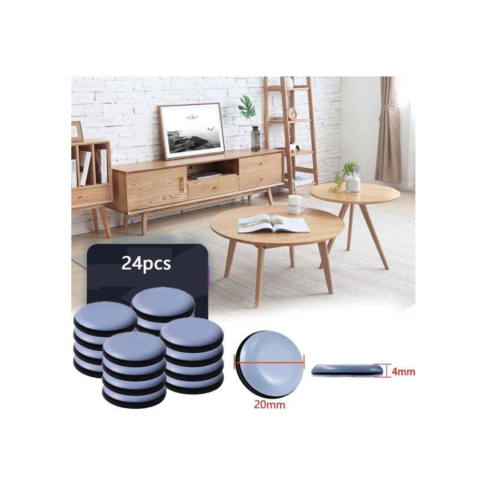 24 Ptfe Furniture Sliders, 20 Mm Self Adhesive Glides For Chairs, Tables And Hardwood Floors 7346218188530