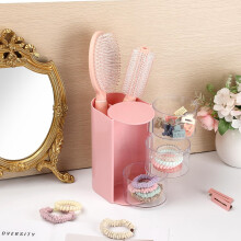 Organizer mit Kammhalter, drehbare Schmuckdose für Ringe, Ohrringe, Schreibtisch- und Badezimmer-Organizer, Aufbewahrungsbox für Make-u