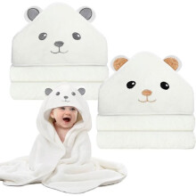 3er-Pack Baby-Badetücher mit Kapuze, großes Badetuch (80 x 80 cm), weiche Baumwolle, ideales Geschenk für Neugeborene