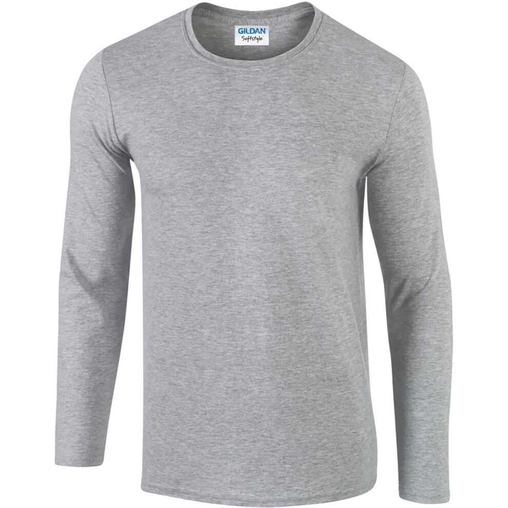 Gildan (S, Sport (Rs)) Mens Soft Style Long Sleeve T-Shirt (Pack Of 5) Grey