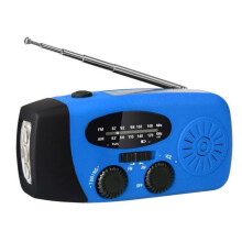 Tragbares Outdoor-Radio mit AM/FM-Empfang, Handkurbel, Solar- und USB-Aufladung, 600 mAh LED-Licht, IPX3-wasserbeständig, blau