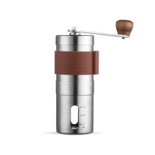 Tragbare, manuelle Kaffeemühle, Mahlwerk aus Edelstahl 304, braun, für Zuhause und unterwegs