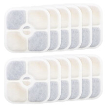 12er-Pack Ersatzfilter für Trinkbrunnen für Haustiere, kompatibel mit Katzenbrunnen, mehrstufige Filtration für sauberes Trinkwasser