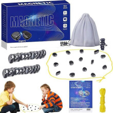 Magnetisches Schachset, tragbares Reisespiel für Kinder, 2-Spieler-Brettspiel für drinnen mit Etui