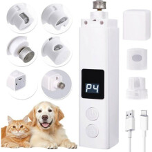 Hundekrallenschleifer, 4 Geschwindigkeiten, leise (45 dB), mit integrierter LED-Beleuchtung, abnehmbare Schutzhülle für sichere Tierpflege