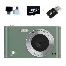 64-GB-CCD-Digitalkamera für Kinder und Schüler, 16-facher Zoom, 2,4-Zoll-Bildschirm, 4K-Auflösung, Grün