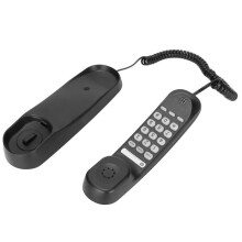 Schwarzes Multifunktions-Telefon mit Schnurführung zur Wandmontage oder Tischaufstellung, geeignet für Büros, Hotels, Privathaushalte und Ko