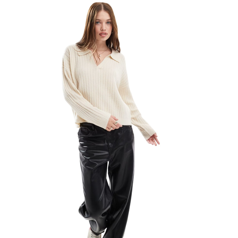 Brave Soul (Xs, Cream) Womens/Ladies Ribbed Polo Neck Jumper