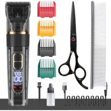 Professionele hondentondeuse voor lang en dik haar, geluidsarm, IPX7 waterdicht, huisdierverzorgingsset, zwart.