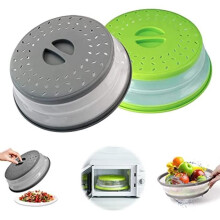 Magnetrondeksels (2 stuks), intrekbaar, opvouwbaar deksel met stoomopening en zeeffunctie, voedseldeksel voor gebruik in de keuken