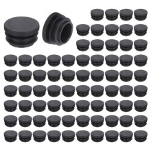 76 stuks zwarte ronde plastic buiseindkappen 22x21x13mm meubelglijdersbeschermers voor stoelen en tafels