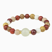 Etnische stijl armband met meerdere kralen van bamboe, zes karakters motto, maansteen, rozenkransarmband voor mannen en vrouwen, enkele