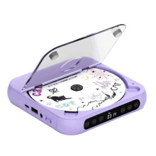 Bluetooth-CD-Player, tragbarer Slim-MiniDisc-Player, leicht, kompatibel mit CD und USB, 135 x 135 x 25 mm, Lila