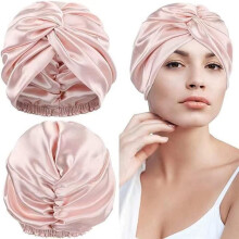 Doppelseitige Schlafhaube aus Naturseide, Rosa, Haarpflege, personalisiertes Geschenk für Frauen