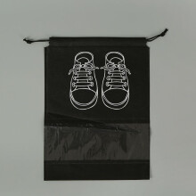 (Black, M) Set Of 5 Shoe Storage Bags Featuring A Reinforced Fabric Strap And Ample Space For Travel
