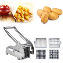 Pommes-Frites-Schneider aus Edelstahl mit 2 Schlitzen, 25 x 12 x 9 cm, langlebiger Küchenschneider