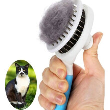Selbstreinigende Katzenbürste zur Entfernung von losen Haaren und zur Massage, blau, sanftes Pflegewerkzeug