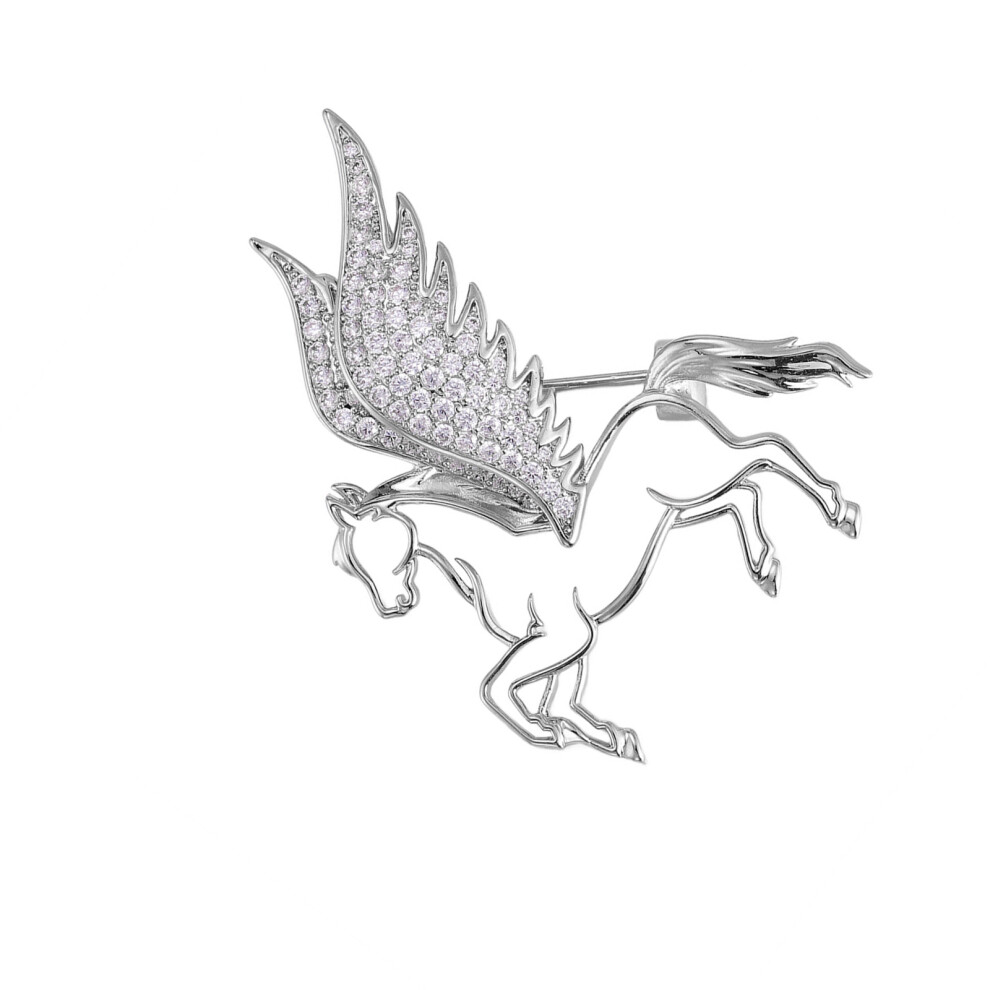 Silver Fashionable Charm Brooch Pin Flying Horse Brooch