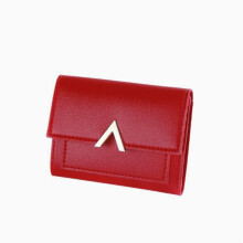 Cartera de estudiante para mujer con hebilla triple en forma de V, cartera de PU, cartera pequeña, monedero, tarjetero.