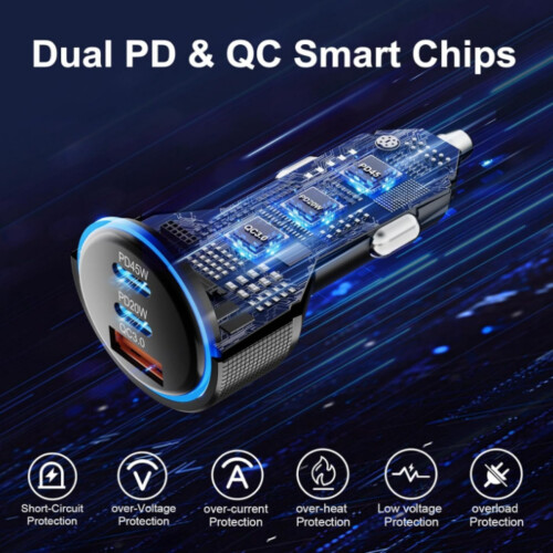 Starry Sky Dome Ambient Light Car Charger 4-in-1 with Double Retractable Cord Multi-function_M 2