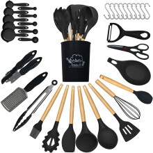 Kitchen Utensils Set 35pc Silicone with Holder UK