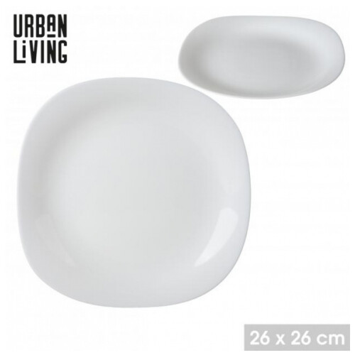 Dinner Plate 26cm Square Opal Glass White Flat Modern Serving Dish Tableware