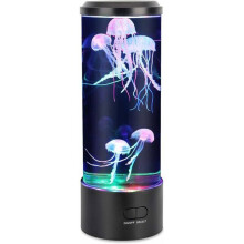 Kwallenlavalamp met 7 kleuren LED-nachtlampje voor kinderen, USB-oplaadbaar, 1W, rustgevende woondecoratie