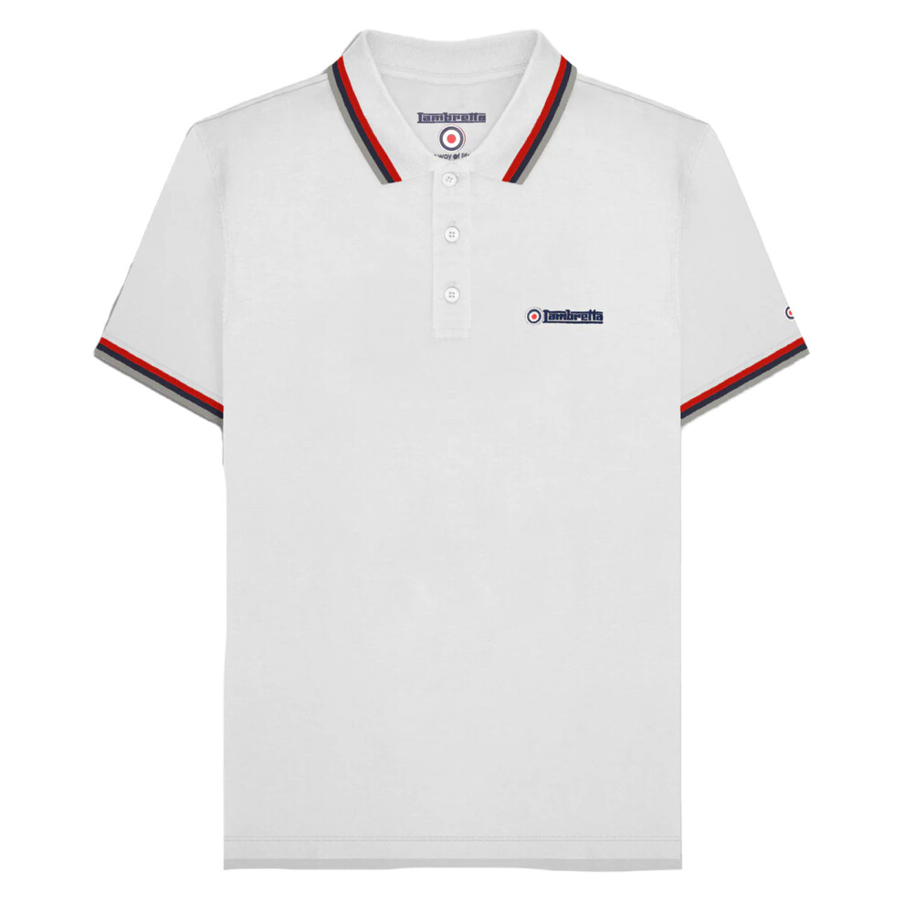 Lambretta (3Xl, White/Red) Mens Ss25 Triple Tipped Polo Shirt Red