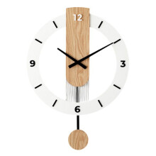 Stille slingerwandklok, modern minimalistisch design, massief hout en PMMA, 40 x 55 cm, woondecoratie