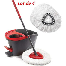Set van 4 vervangende microvezel dweilkoppen voor roterende dweil, wit, zachte, absorberende reinigingspads.